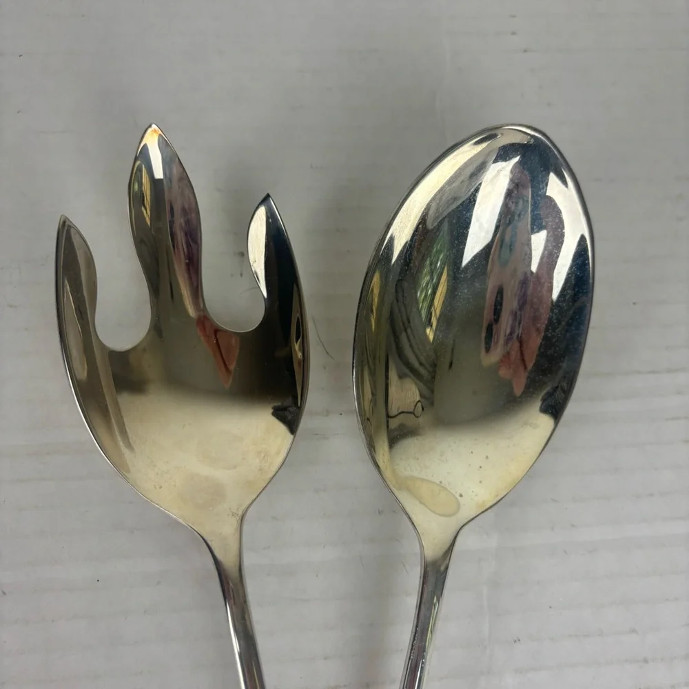 MCM-silver plated serving spoon/fork set-vintage